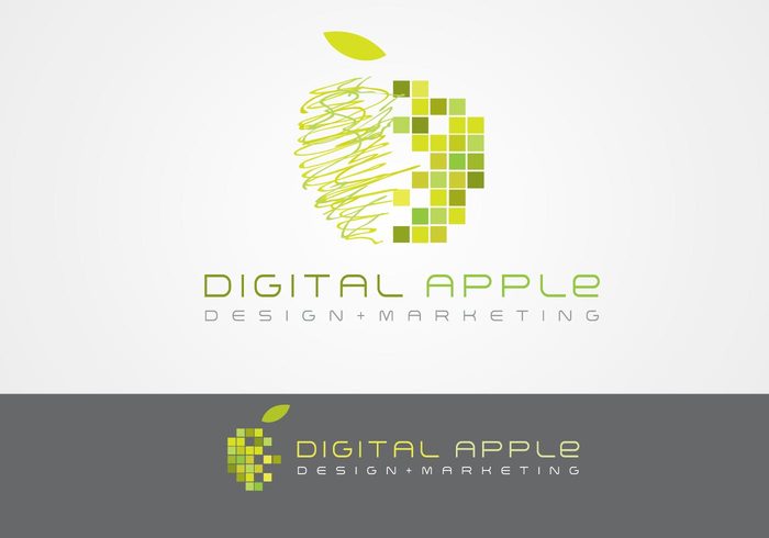 scribble pixels marketing logotype green fruit digital Design Elements business apple 