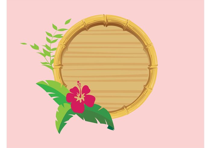 wooden wood tropical Stems round plant logo leaves hibiscus flowering flower floral exotic circle branding bamboo 