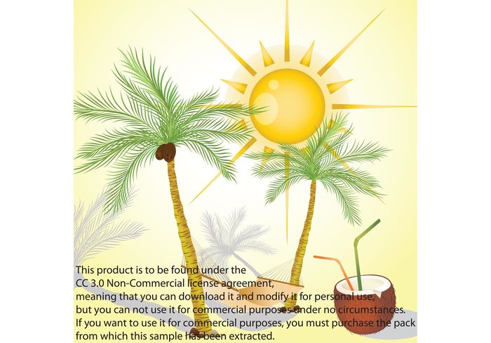 vector sun summery summer palms palm holiday coconut beach  