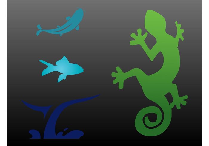 water templates tail swirling stickers silhouettes sea Salamander river ocean nature logos lizard lake fishing fish Aquatic 