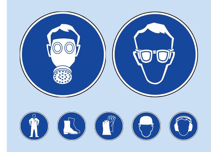 suit stickers signs safety protective protection icons helmet health gloves glasses gas mask Earmuffs boots accessories 
