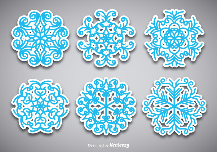 xmas winter white weather stickers sticker snowflakes snowflake snow shadow season paper merry icon holiday frost festive decorative crystal cold christmas blue 