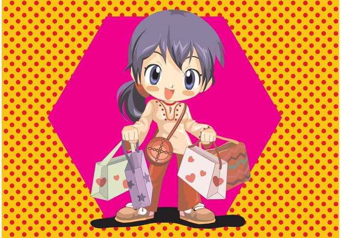 youth young model hair girl gift fashion dress customer clothing city christmas character cartoon buying bags Anime 