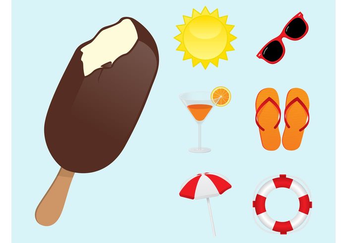 umbrella sunny sunglasses sun summer shoes shades seasonal refreshing orange Lifebelt ice cream flip flops drink cocktail 