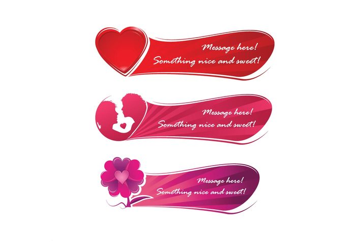 sweet pink loving love heart flower design element couple caring banner 