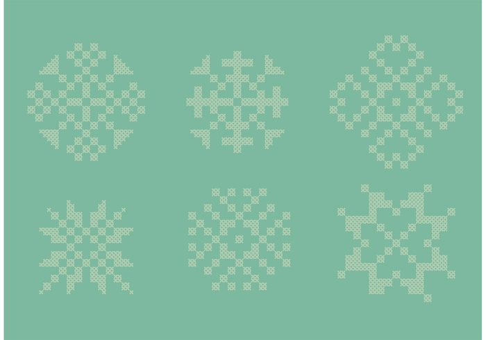 xmas winter thread Textile symbol snowflake snow sewing retro needlecraft Homemade holiday Hobbies embroidery element decoration decor cross stitch craft christmas abstract 