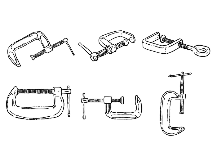 tool line art line industrial icon grip frame equipment construction compress clamp c clamp C Build 