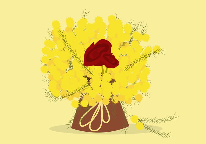 yellow vector summer spring plant nature mimosa leaf illustration graphic flower floral design decorative decoration bouquet beauty background 