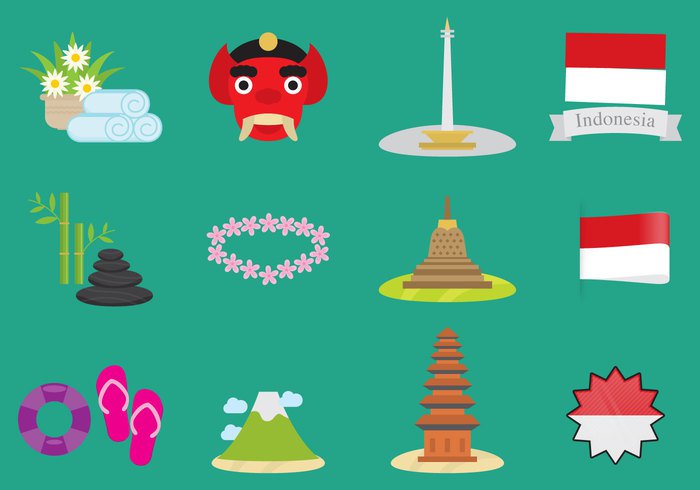 volcano travel tourist temple summer spa Souvenir silhouette shape pictogram ornament isolated island Indonesian indonesia icon Hinduism graphic flat flag exotic design decorative decoration country Borobudur beauty barong bali barong Balinese background art abstract 