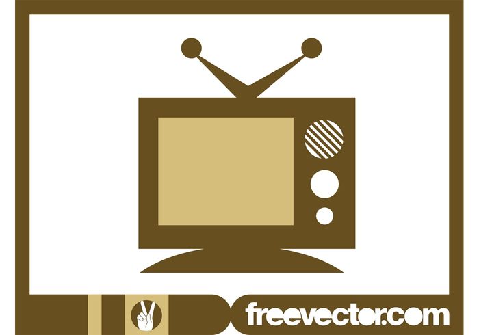 vintage tv television screen retro old media logo icon entertainment buttons antennas 