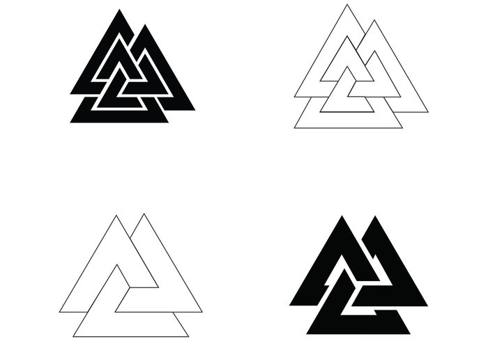 viking Valknut unicursal triquetra triangle symbol Scandinavian Norse knot geometric 