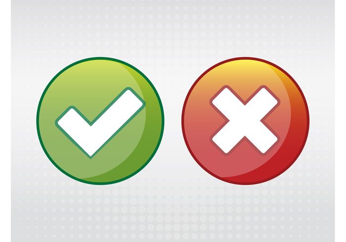 x wrong tick shiny logos icons glossy correct check buttons badges 
