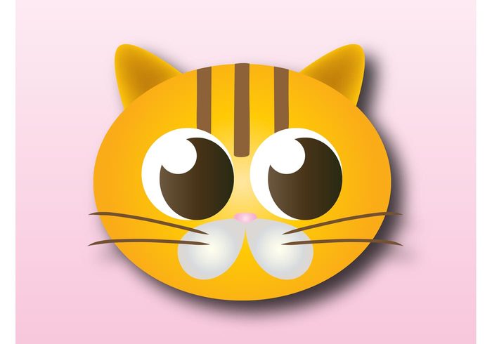 whiskers vet Tabby stripes pet mascot Loveable kitty kitten head Domesticated animal cute comic character Anime animal 