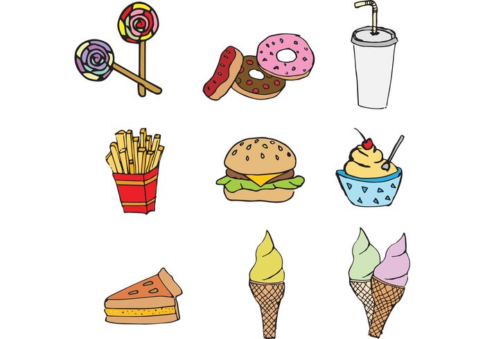 sweet pizza meal lunch junk food icecream hamburger french fries food fast food eat drink doughnut donut cute cone candy cake burger american fast food 