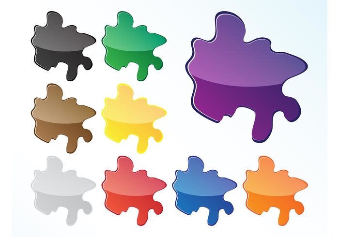templates splatter shiny Reflections rainbow paint logos liquid icons glossy decorations colors blobs 