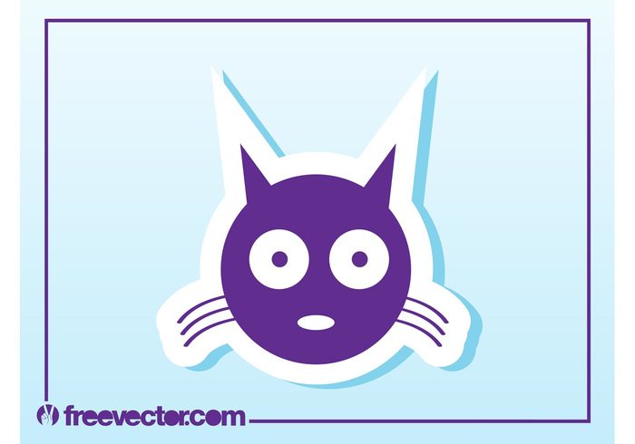 Surprised sticker pet mascot logo kitty icon head Feline eyes ears character cat cartoon badge animal 