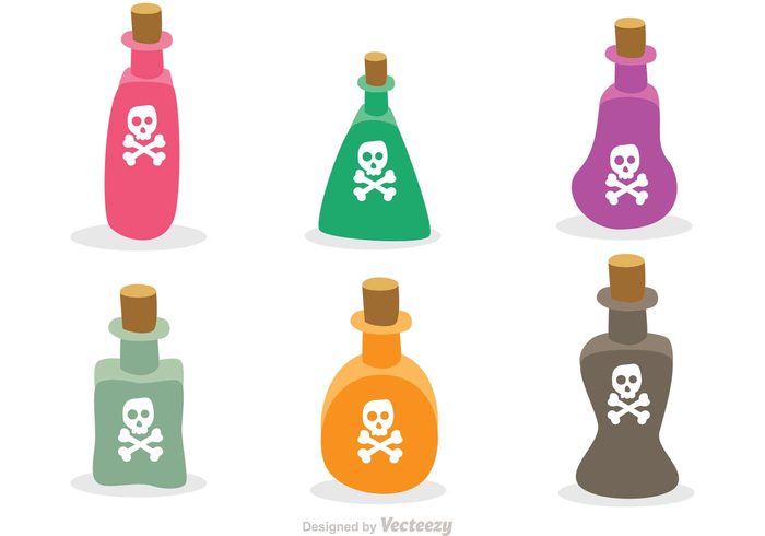 Toxin toxic skull shape risk Poisonous poison bottle poison liquid Lethal flat death Dangerous danger colorful caution bottle of poison bottle 