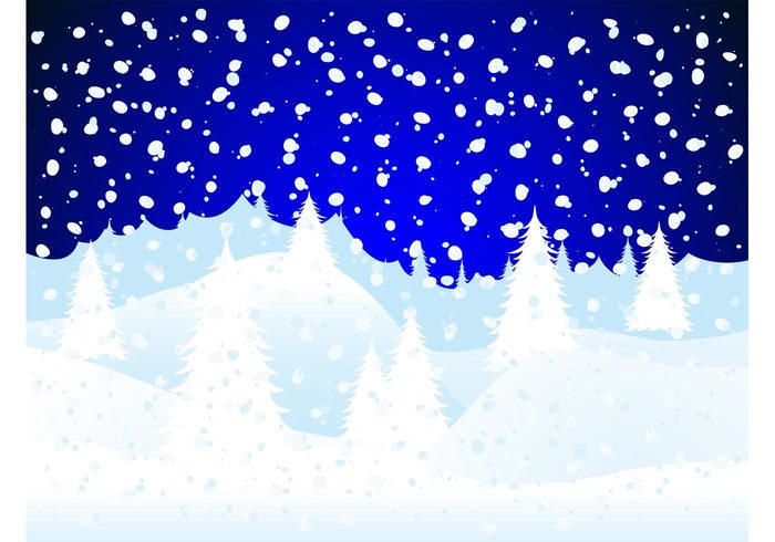 weather wallpaper vector background trees snowflakes snowfall snow Pristine nature hills greeting card Den christmas 