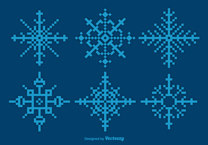xmas winter vintage texture symmetry square snowflake snow retro pointed Pixel art pixel new mosaic ice holidays frozen frost flake December cold christmas blue 8 bit 