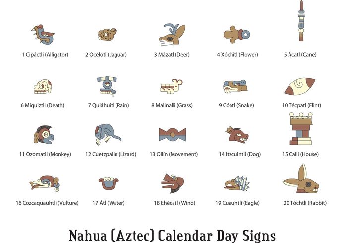 south american signs prehispanic monkey dog calendar Aztec animals 