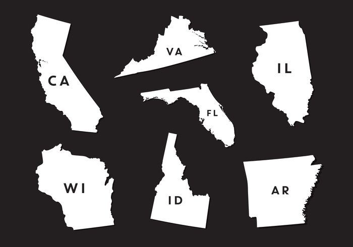 world wisconsin white virginia USA United travel states state outlines state silhouette shape outline map illinois idaho geography florida design country contour concept Cartography border black Arkansas america 