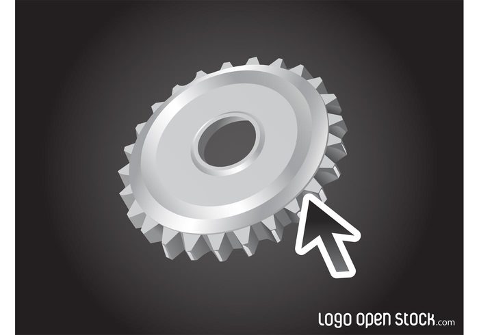 wheel shiny Repairs pointer metallic metal mechanic machine logo icon gear cursor cogwheel arrow  