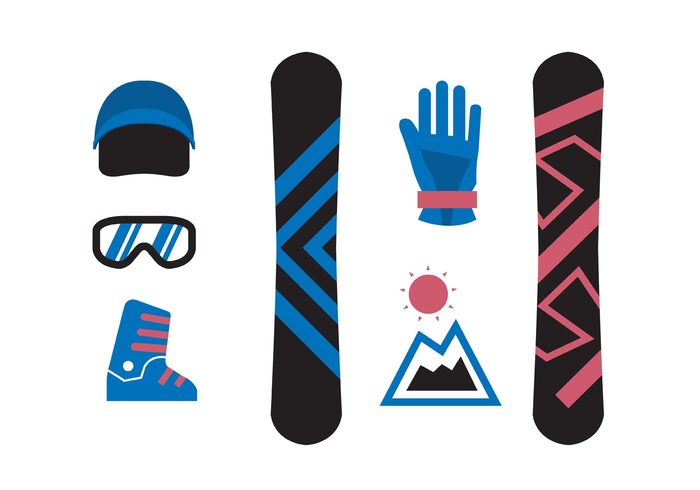 winter sports winter vacation travel sport snowboarding snowboarder snowboard snow season Recreation Outdoor mountain isolated snowboard icons isolated snowboard hat glove flat design extreme equipment cold boot board activity active 