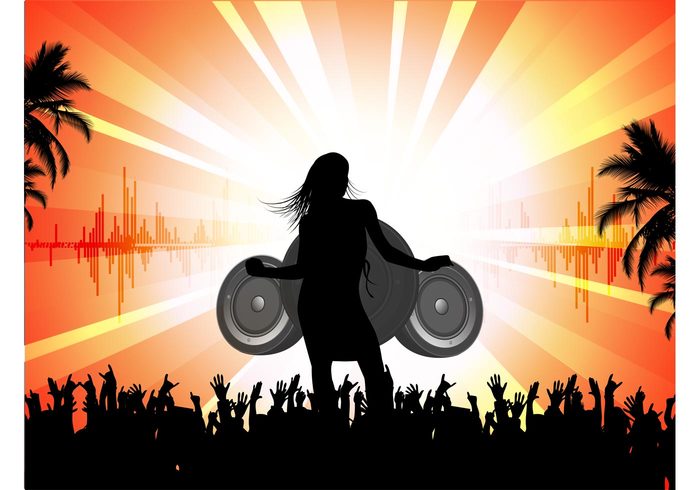 summer speakers sexy party palms music girl fun flyer DJ disco dancing dance crowd cool club beach 