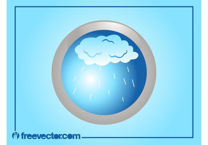 weather sky raindrops rain metallic logo icon drops cloud climate button banner badge 