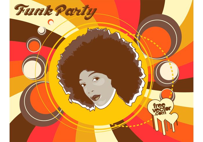 woman portrait pop art party music hair funk fun Fro face circles Afro hair afro 