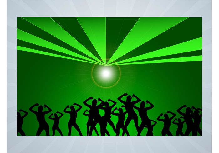 template starburst silhouettes rays poster people lines lights disco dancing dance crowd club background 