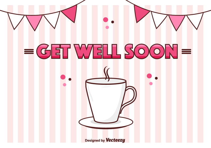 wishes vector text relax postcard mug healty health Get Well Soon Vector Card get well soon Get Well cute cup care card background 