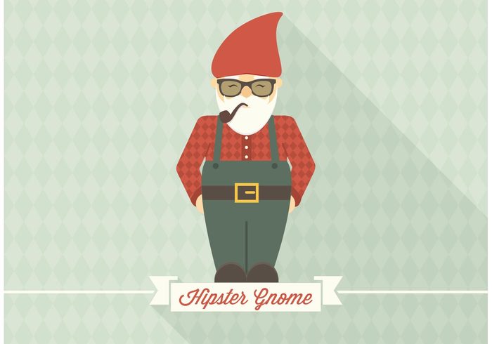 vector traditional style pipe man male hipster hat happy gnome wallpaper gnome man gnome background gnome glasses flat decoration cool dude character card beard banner 