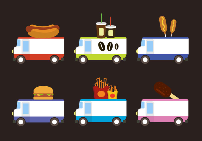 white vehicle van trucks truck transportation transport street snack lunch isolated illustration icon ice cream ice Hot dog hot fries foodtruck food truck food flat fast delivery cream corn dog coffee car business burger background automobile 