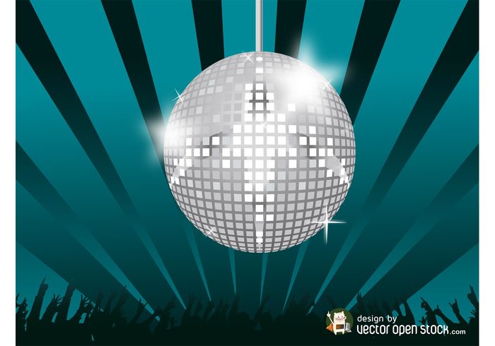 starburst rays people party Glitter ball disco ball disco dance crowd club celebration 