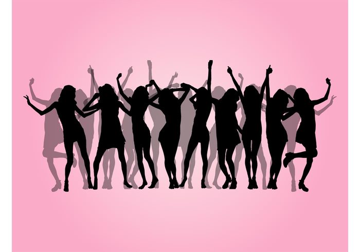 women woman silhouettes music Moves festival female DJ disco dancing dance crowd club 