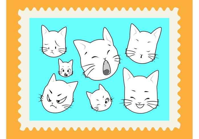 Smile Silly kitty kitten icons happy expressions drawing cute comic characters Cat vector cat Cartoons animals angry 