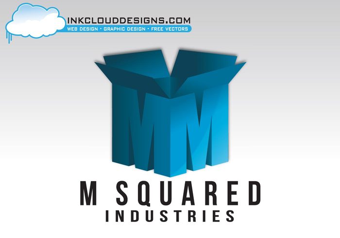 square modern m logo business box blue 