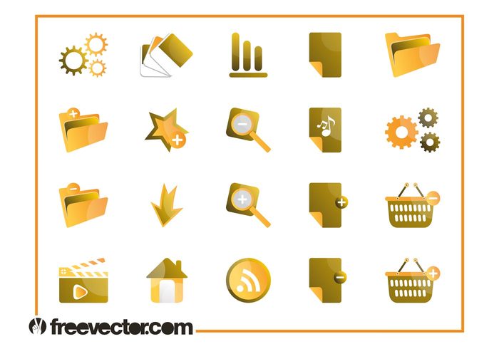 work technology tech symbols symbol shopping basket shopping RSS media icons icon home Gearwheels gears folders folder file download document computer 