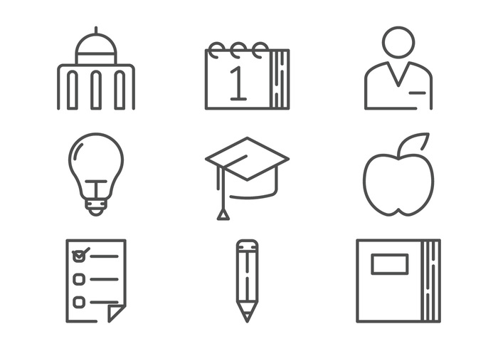 vector student stationery smart pencil paper outline life Idea icon graduation exam education cap campus life icon campus life campus calendar building book bold apple 