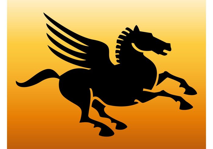 wings tail silhouettes Pegasus mythology Mythological creature mane legs Hippogriff head griffin fly animal 