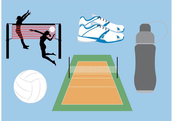 water volleyball player volleyball net volleyball court volleyball Volley sport spike silhouette shoes Recreation play Outdoor opposers net jumping hit game court competition bottle beach ball Athletic activity active 