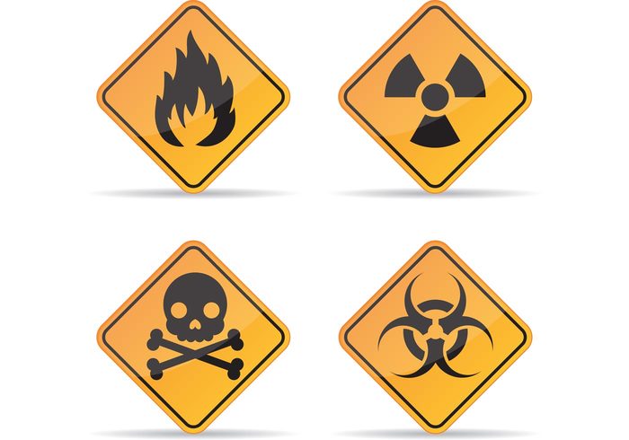 warning Signals sign symbol risk radioactive protection Prevention prevent poison label icon heat flammable flame fire explosive death Dangerous danger damage Chemical Biological Biohazard attention alertness alert Accident 