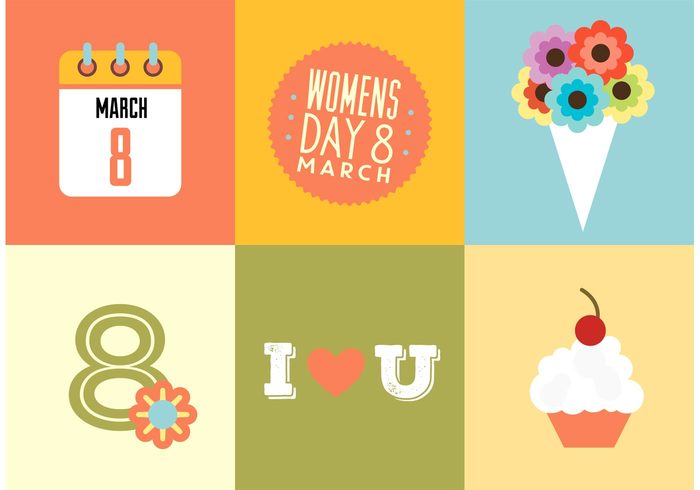 womens day womans day people muffin March love label international womans day heart greeting gift flower flat day cup celebration calendar cake bunch badge 8 
