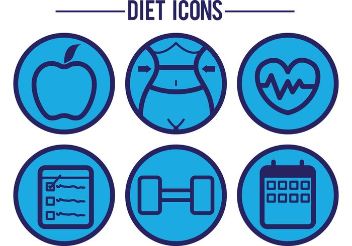 Weight loss outline life heart Healthy health fruit Dieting diet icon diet and exercise Diet checklist check list check calendar bold body blue 