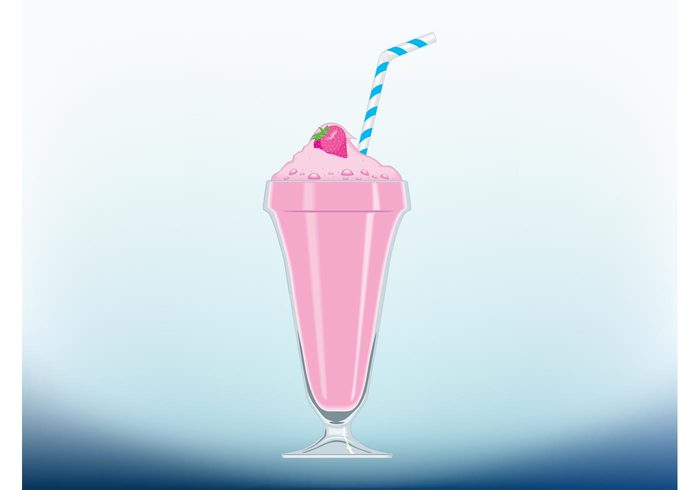 sweet summer strawberry straw Refreshment milkshake milk glass drink detailed dessert Cold drink cocktail beverage bar 