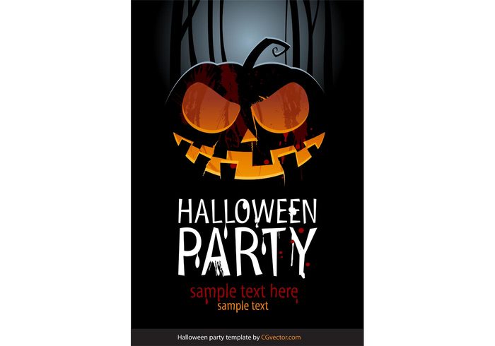template scary pumpkin poster party jack o' lantern horror halloween ghost 