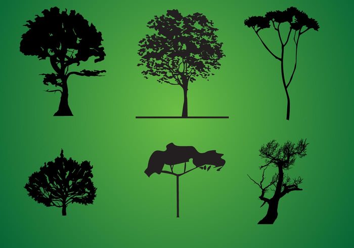 tree silhouette pack nature green elements Design Elements 