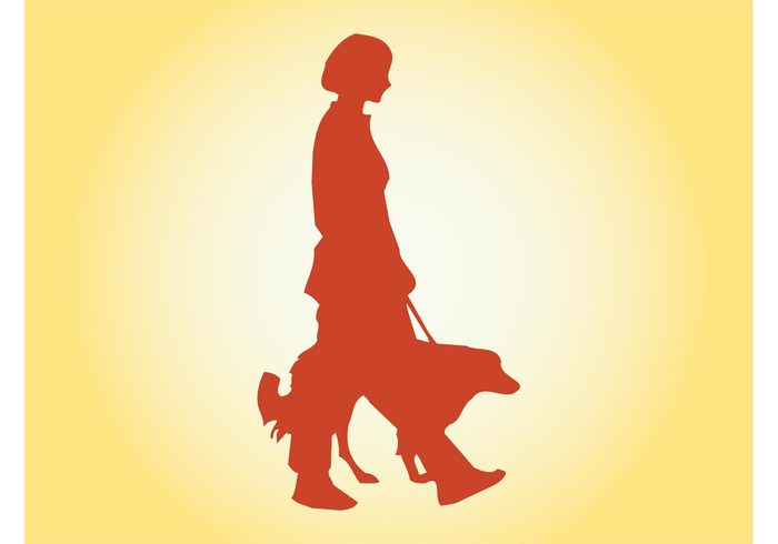 woman Walking dog walk Veterinarian sticker silhouette pet leash Hobby girl female Dog walking dog decal Breeds animal 