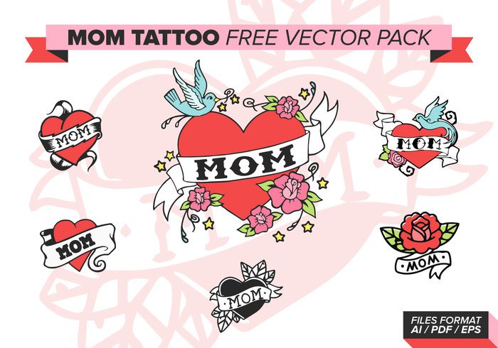 white vintage vector traditional tattoos tattoo symbol rose ribbon retro red poster parent object mummy Mum Mother's mother mom tattoo mom love image illustration icon holiday heart greeting graphic flower event element design decorative day colorful color celebrate card background art arrow abstract 